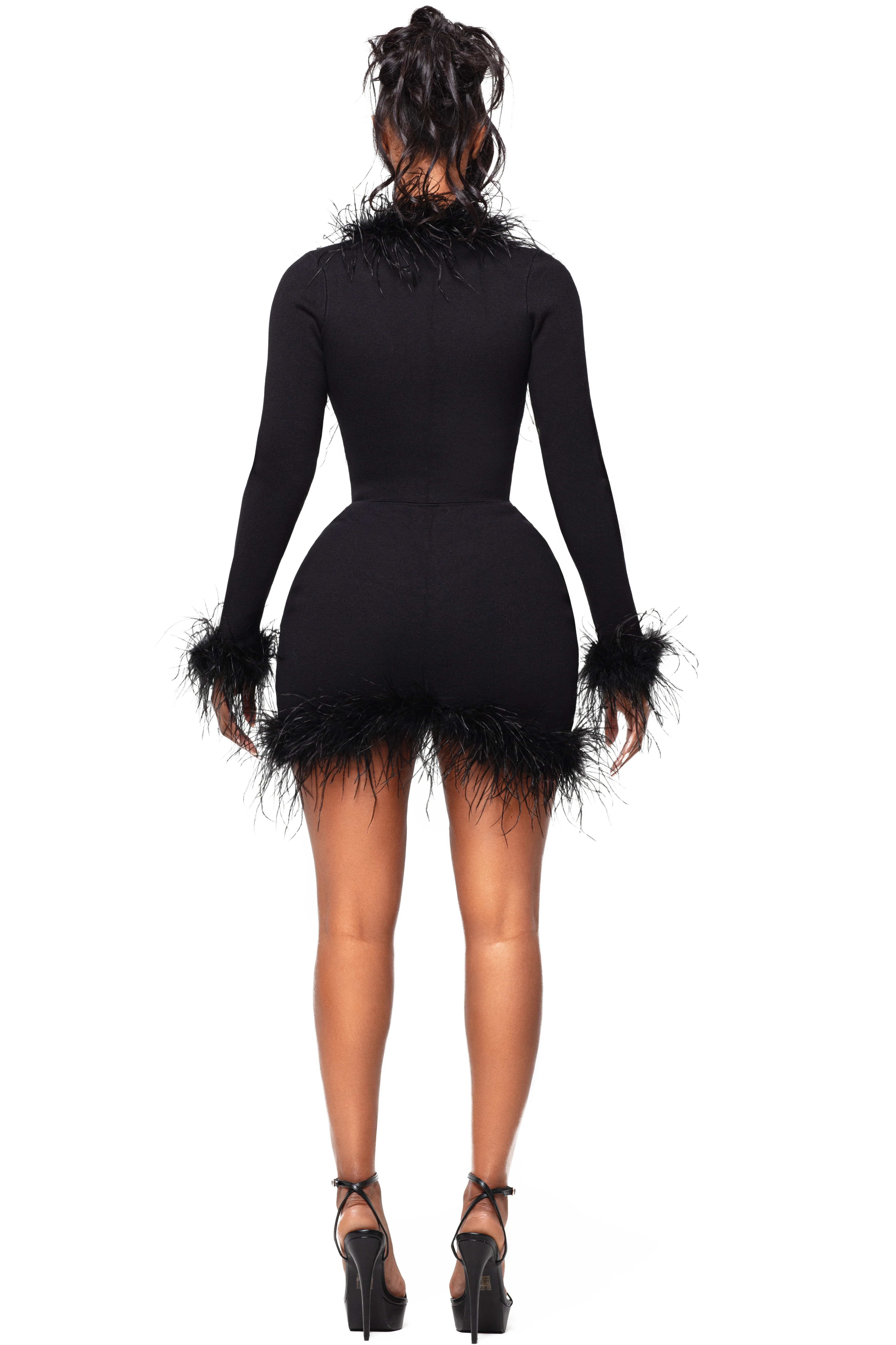 ZARI ONYX OSTRICH LONG SLEEVE TOP - Image 3